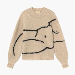 Beige Graphic Crewneck Sweater - Unknown Brand